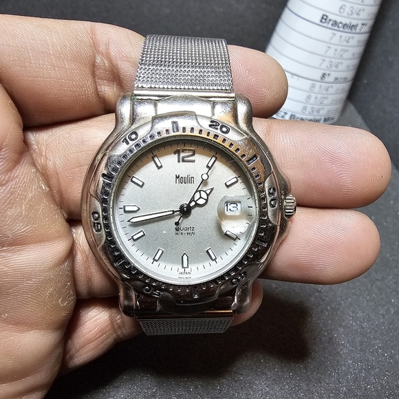Moulin Horological Mens Quartz Fashion Watch Silver Tone Date Just Dial Working - Picture 1 of 11